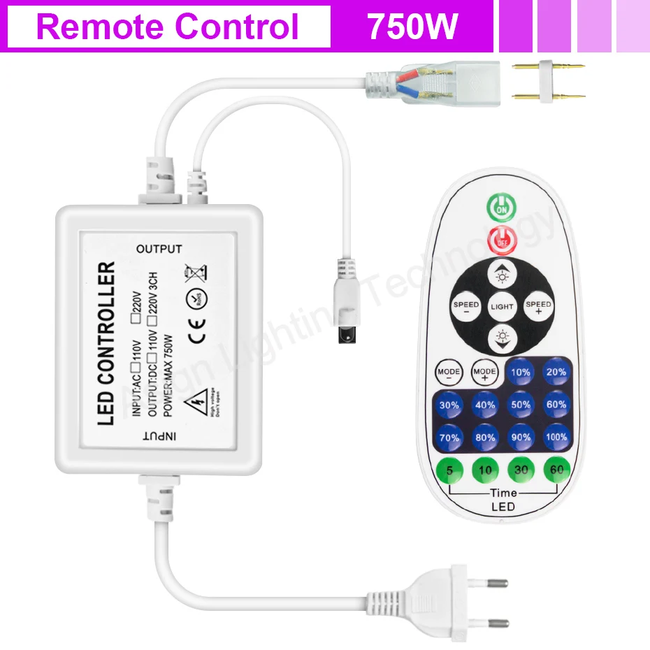 2 игольчатые светодиодные лампы с контроллером 220V 750W 1500W монохромные неоновые