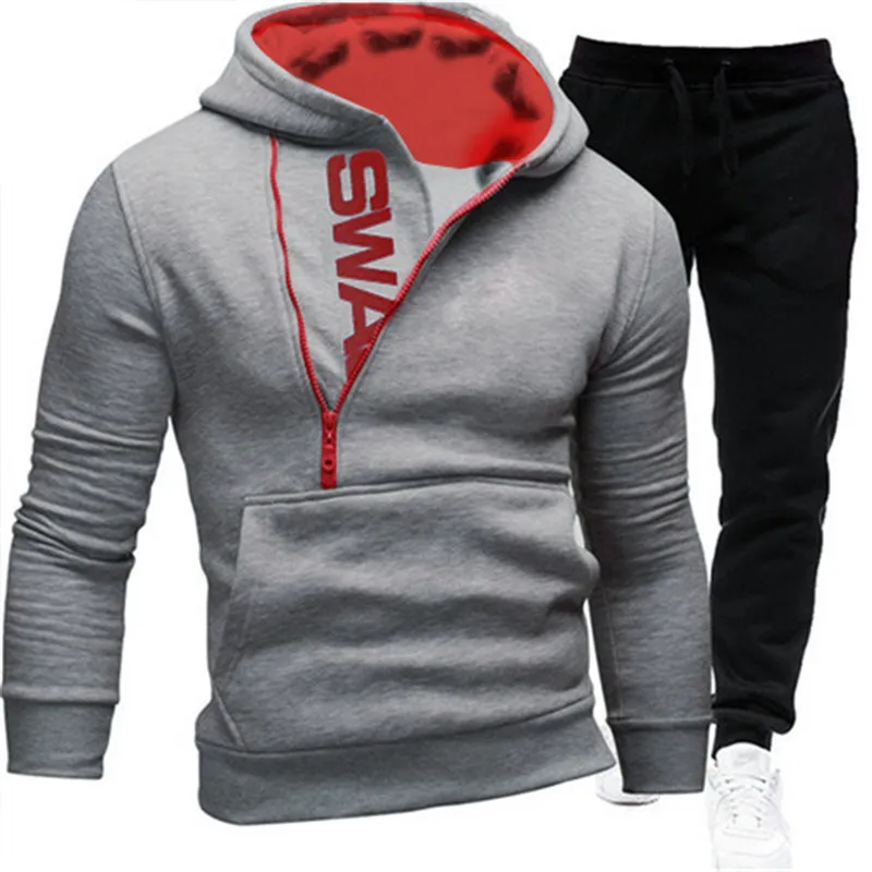 

Men Set Tracksuit Hooded Sweatshirts + Sweatpants Two Piece Suit Man Casual Sets 2022 New Outfits Zipper Hoodie Pants Sportswear