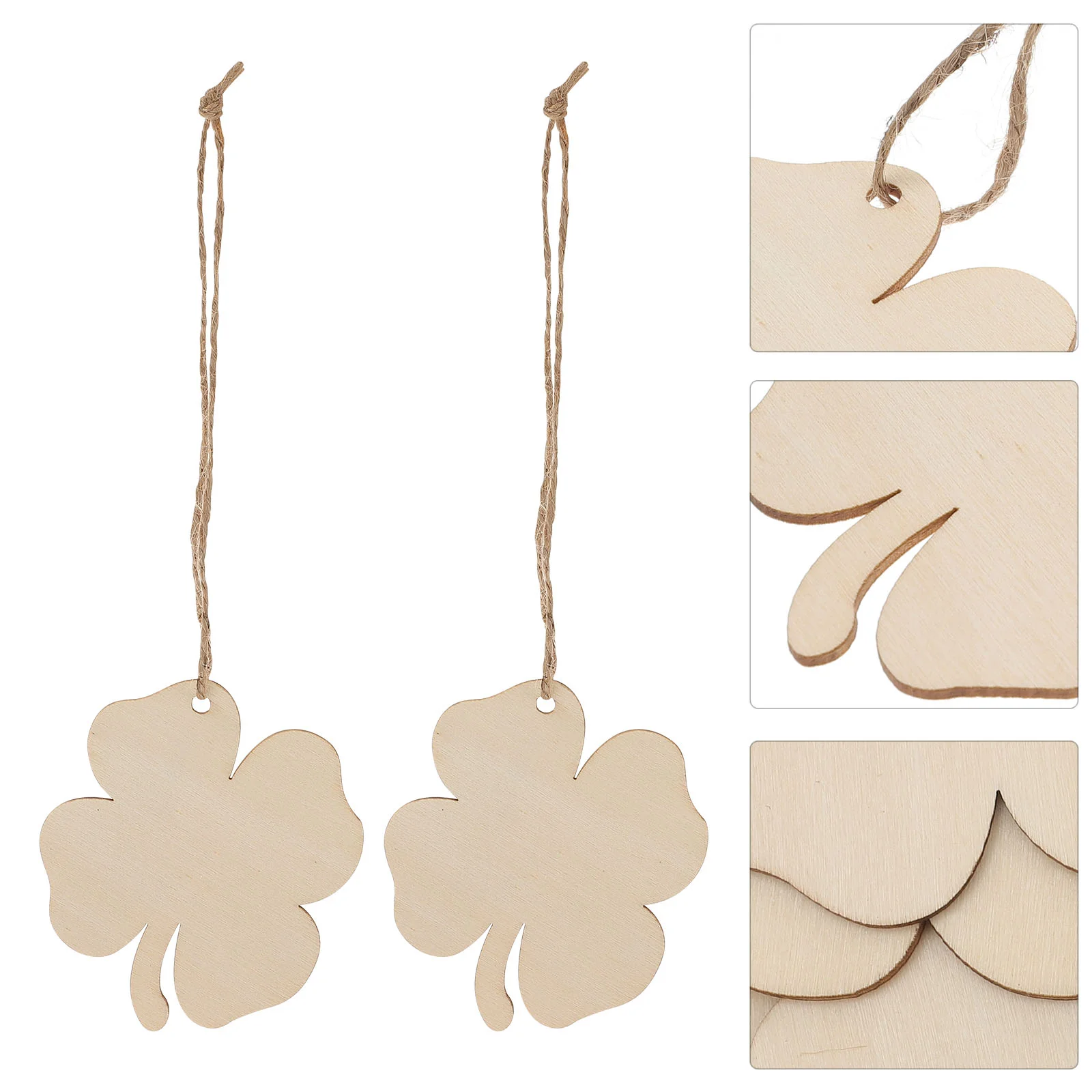 

20 Pcs Pendant Four-leaf Decors Paper Cut Wooden Handmade Craft Ornament