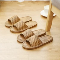 bamboo mat rattan slippers summer stall couple sandals and slippers home indoor straw shoes natural color indoor home