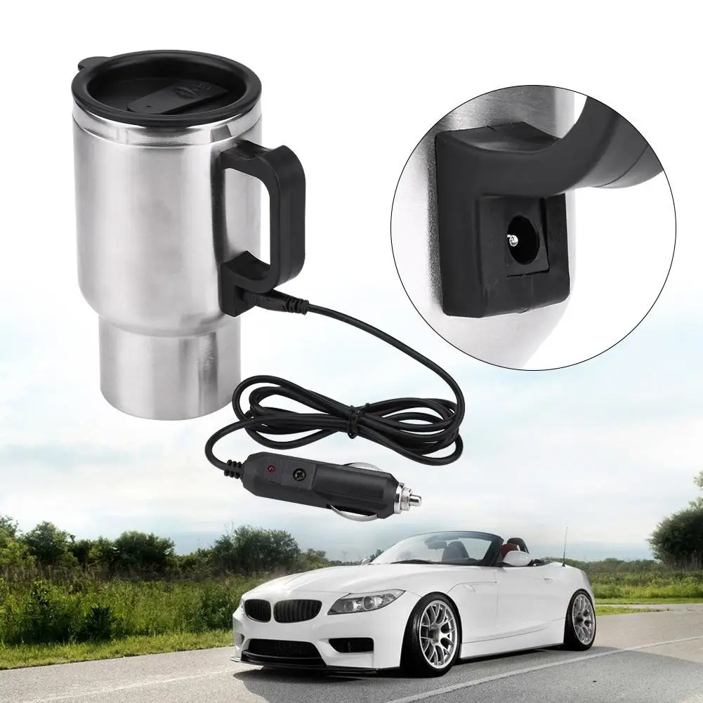 

Car Electric Cup,12V 450ml Electric In-car Stainless Steel Travel Heating Cup Coffee Tea Car Cup Mug, Electric Water Kettle