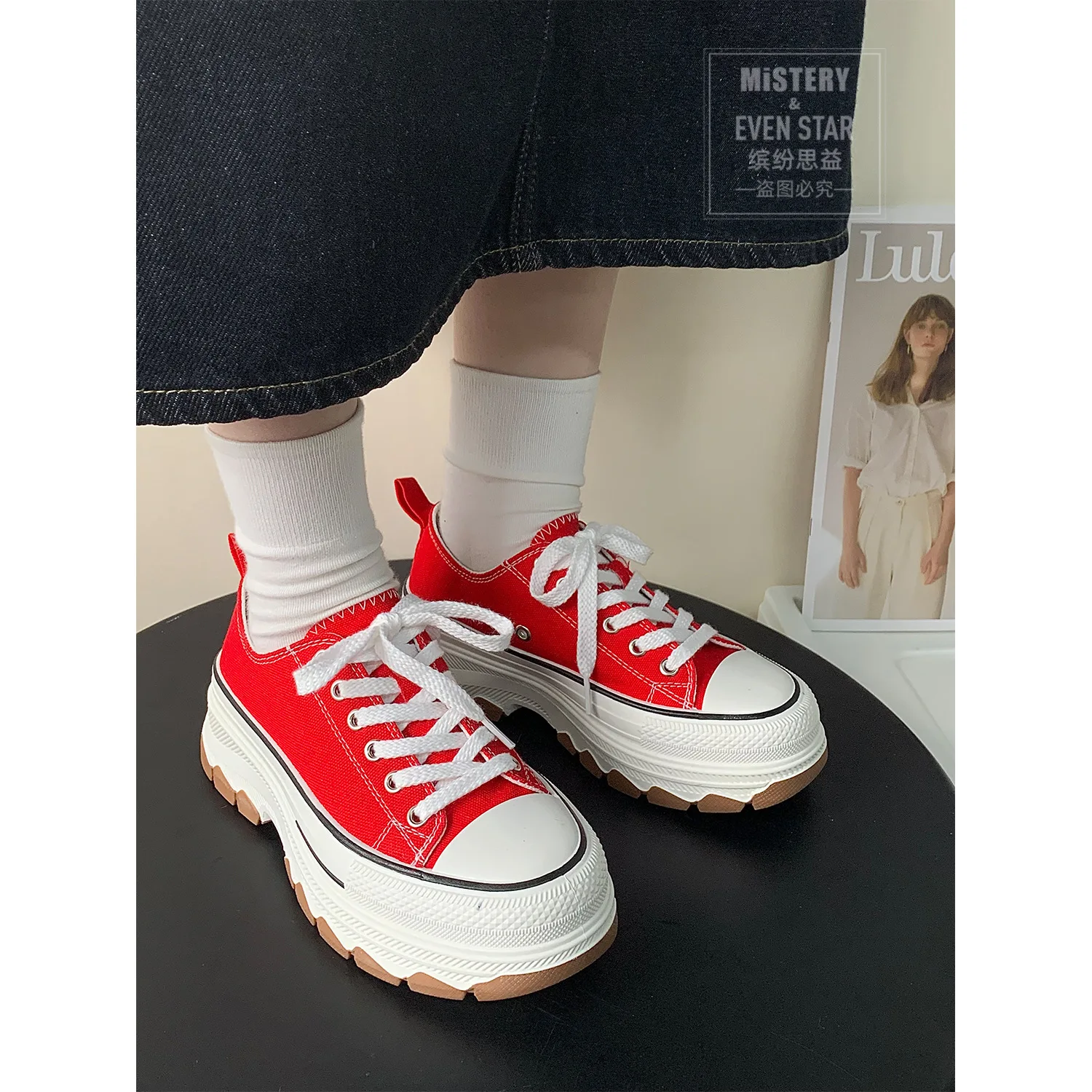 Platform Canvas Shoes Woman 2023 New Casual Shoes Muffin Girls Shoes