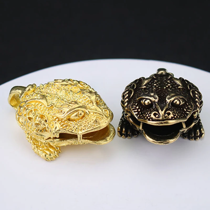 

Brass Handicraft Frog Head Mini Wind Chimes Bell Hanging Pendant Retro Bronze Bell Trinket Keyring Creative Gift Decoration
