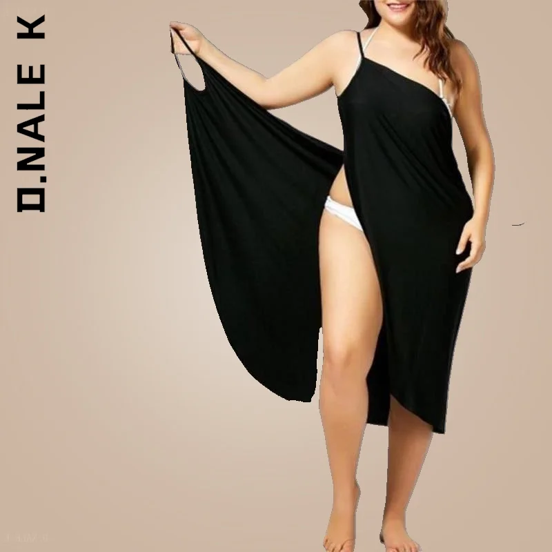 

D.Nale K Women Dress Solid Color Wrap Dress Bikini Cover Up Sarongs Sexy Dress Elegant Streetwear Vintage Female Dress Woman
