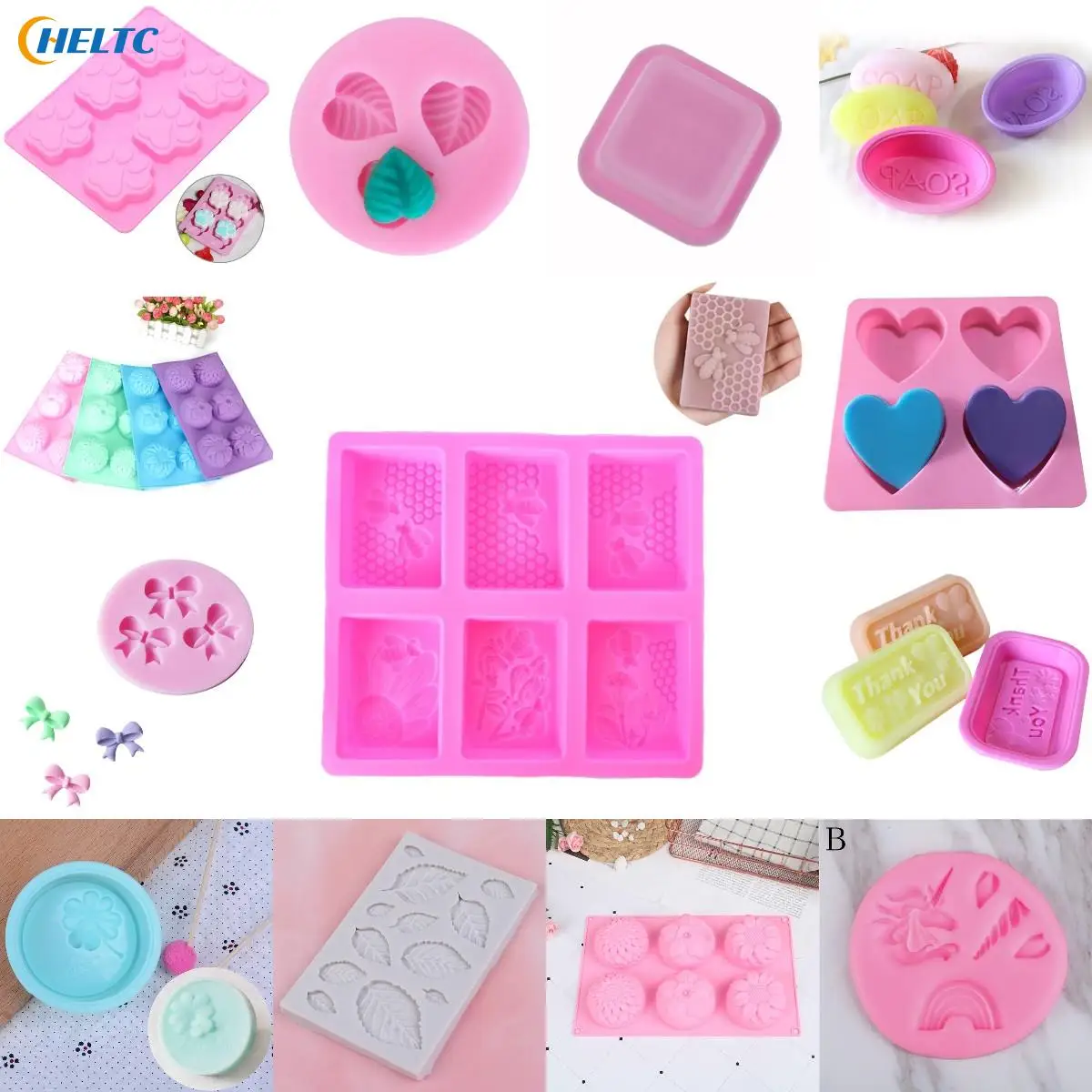 

1Pcs Leaves Honey Bee Silicone Soap Mold diy Handmade Craft 3D Soap Mold Silicone Rectangular 6 Forms Soap Molds For Soap Making