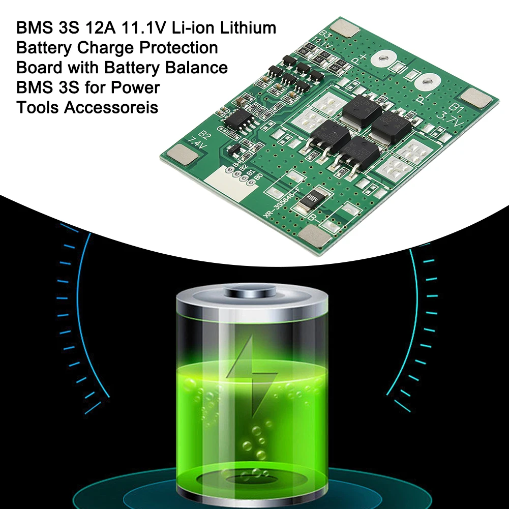 

PCB BMS 3S 12A 11.1V Lithium Battery Charge Protection Board With Battery Balance Power Tool Batteries Protection Board