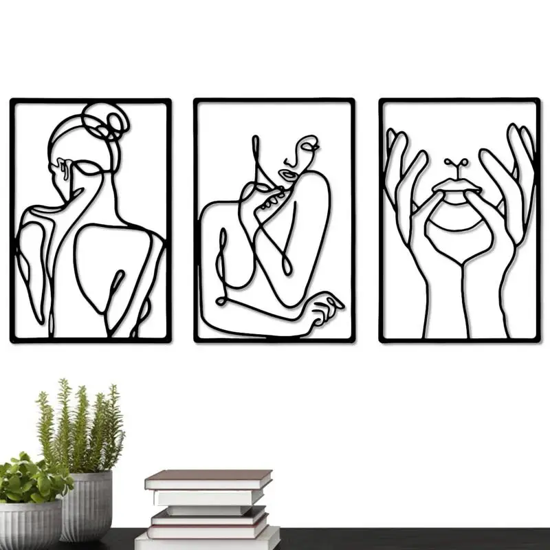 

Минималистичный женский декор для тела, 3 шт., металлический минималистичный Современный абстрактный Настенный декор, металлический минима...