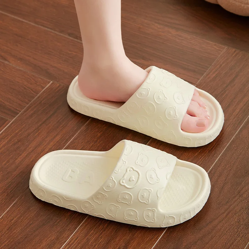 Cute Bear Home Slippers for Womens Summer Indoor Lovely Cartoon  Sandals Ladies Couples Bedroom Non-slips Men Shoes Slides