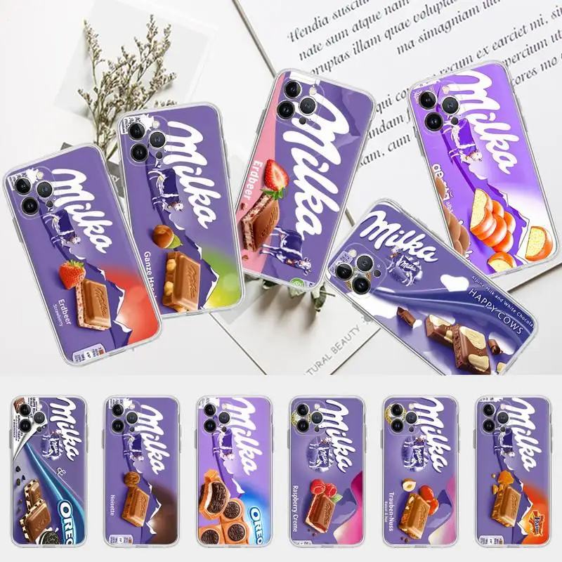 

Chocolate Milka Box Phone Case for iPhone 13 12 Mini 11 14 Pro Max Xs X Xr 7 8 Plus 6 6s Se 2022 silicone Cover