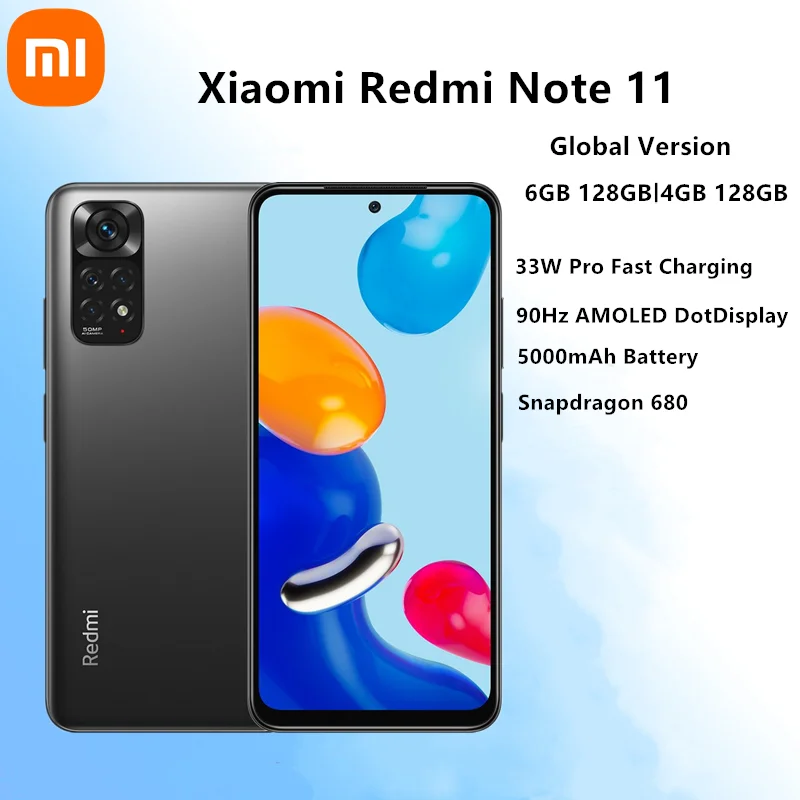 

Xiaomi Redmi Note 11 Smartphone Global Version 4GB/6GB 128GB Snapdragon 680 Octa Core 33W Pro Fast Charging 50MP Quad Camera