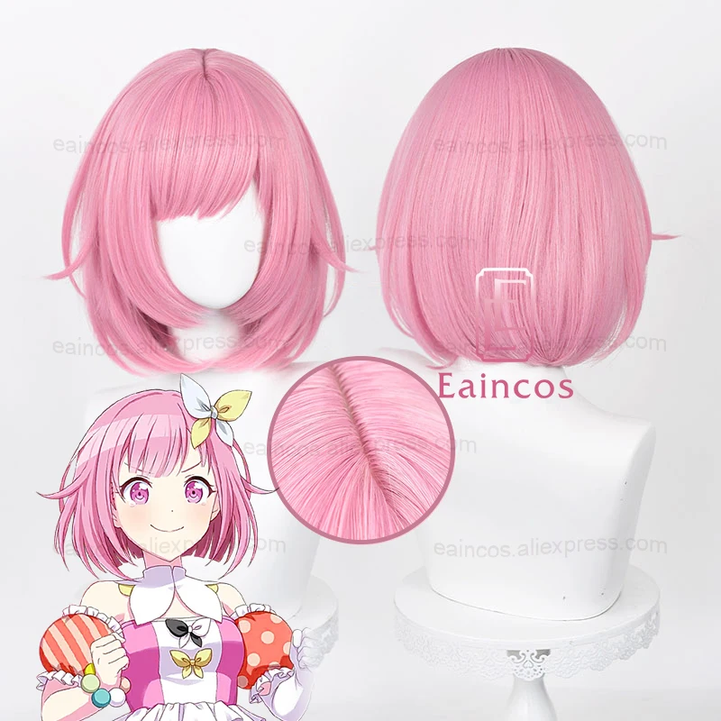 Ful Stage! Ootori Emu Cosplay Wig 34cm Short Dark Pink Wigs Heat Resistant Perucas Synthetic Hair