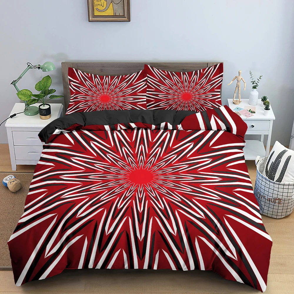 

3D Geometry Bedding Set Bedroom Duvet Cover Set Pillowcase King Queen Twin Single Bedclothes Home Decor 2/3PCS Abstract Style
