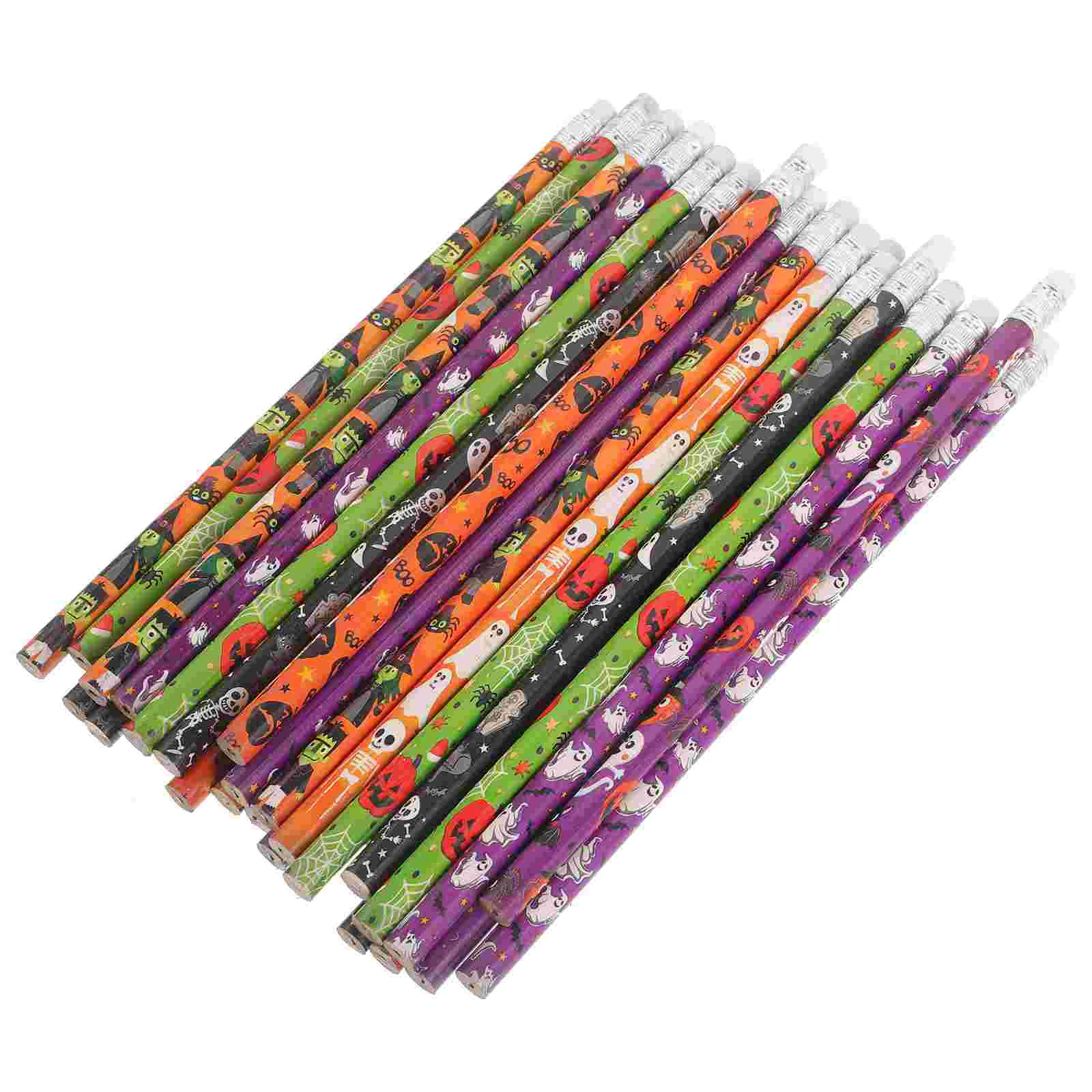 

48pcs Halloween Pattern Pencils Basswood Pencils Eco-friendly Writting Pens