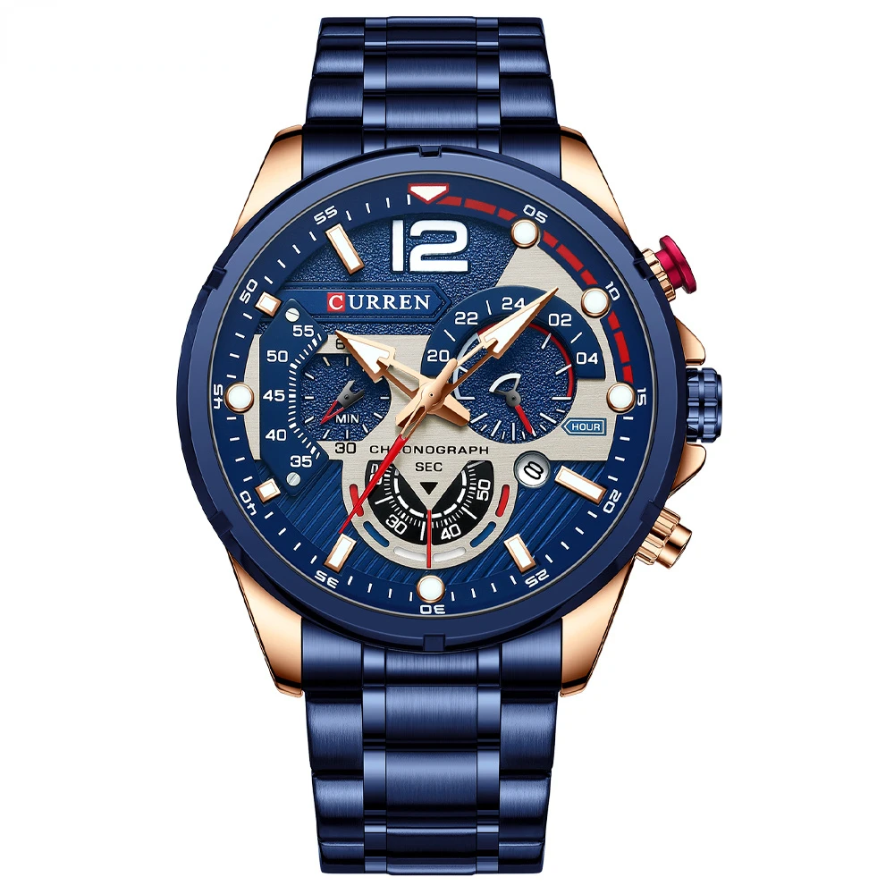 

New Green Mens Watches Top Brand Luxury Stainless Steel Quartz Watch Men Sport Date Male Clock Waterproof Wristwatch Best Gift