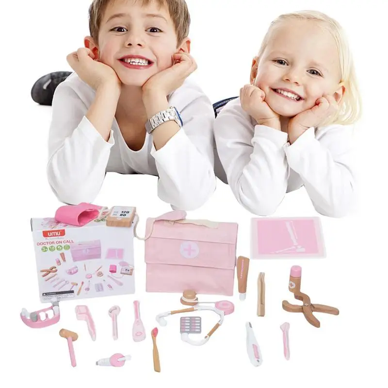 

Kids Doctor Playset 18PCS Pretend Cosplay Doctor Kit With Crossbody Bag Role Play Toy With Toothpaste Oral Mirror Toothbrushes