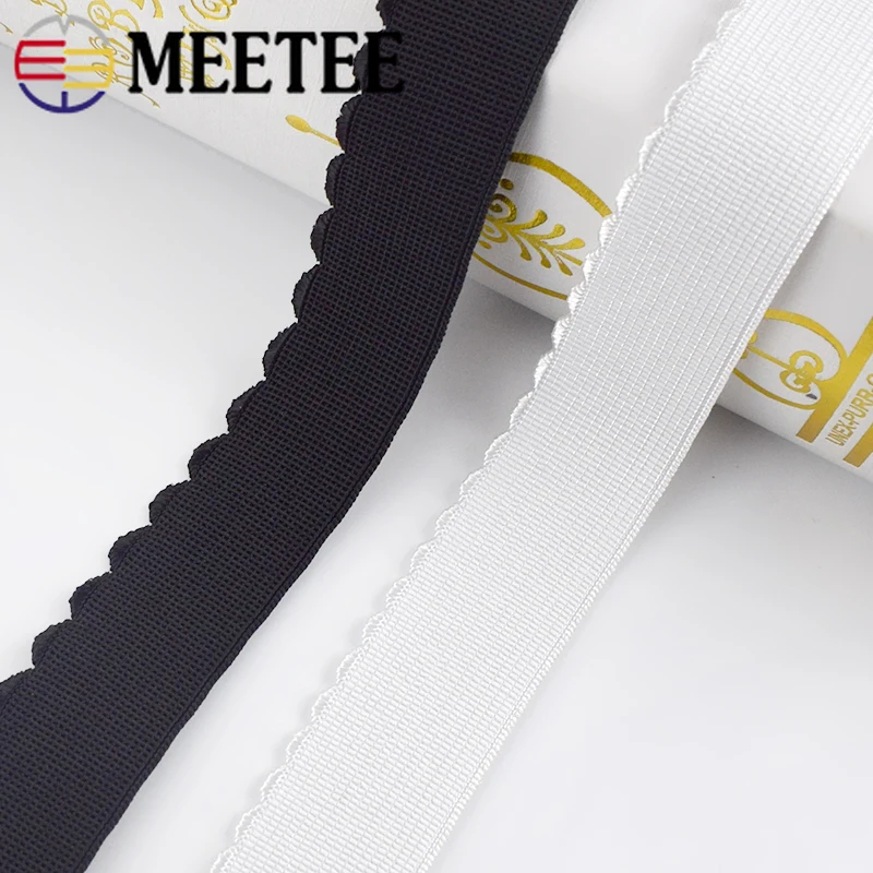

Meetee 10M Lace Elastic Band 10/15/20/25/30/35/40/50mm Width Rubber Polyester Webbing Pants Waist Garment Decoration Accessories