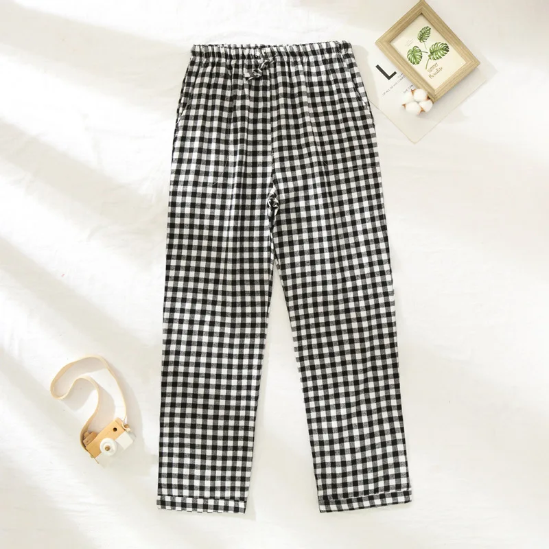 Plaid Design Warm Winter Sleeping Pants for Women's Cotton Flannel Long Trousers Homewear Lounge Wear Pajama Pants Pyjama Femme