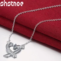 925 sterling silver 18 inch chain aaa zircon heart pendant necklace for women engagement wedding gift fashion charm jewelry