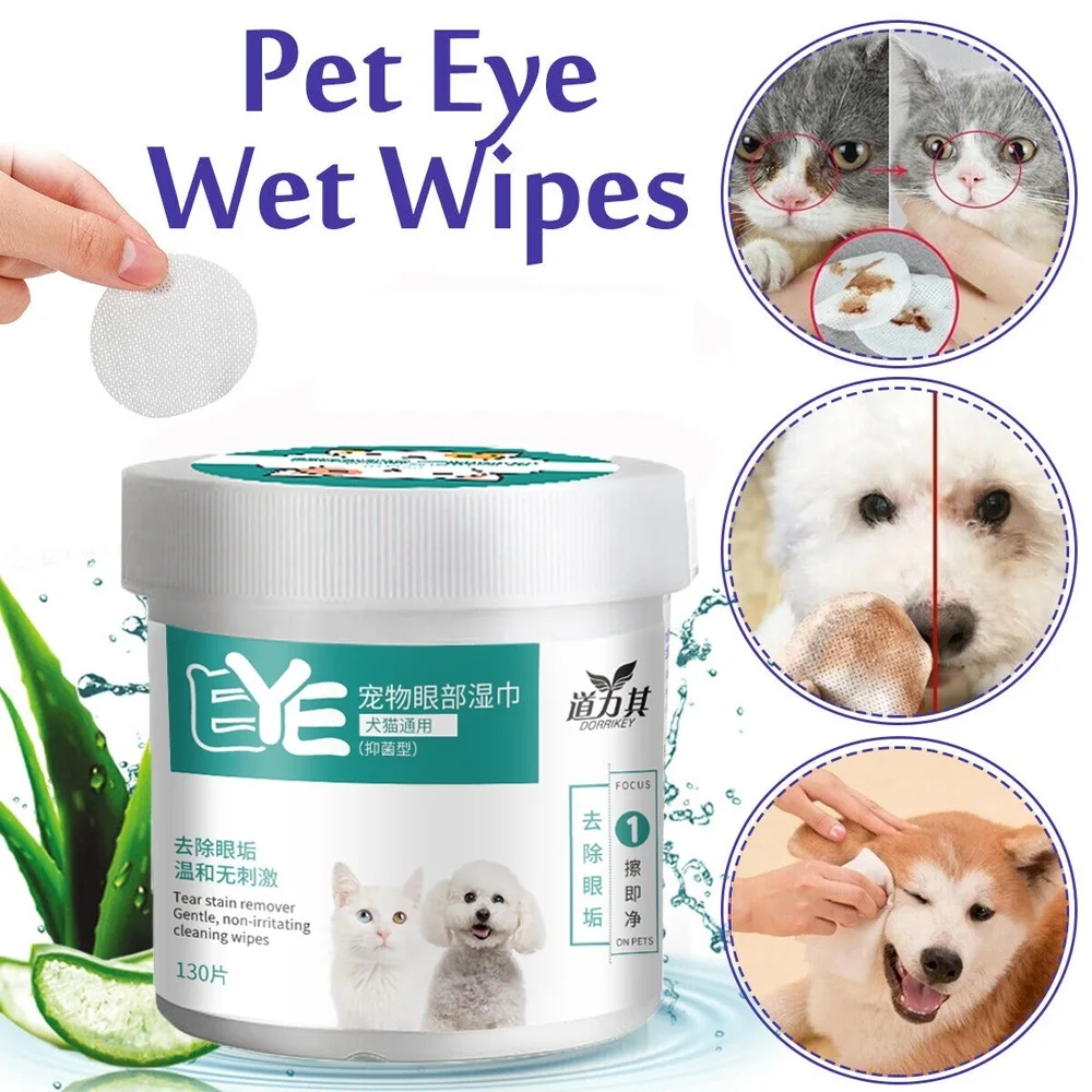 

200PCS Pet Wet Wipes Eye Tear Ear Stain Remover Cleaning Portable Wet Towels Dog Cat Pet Cleaning Wipes Grooming Wipes Towel