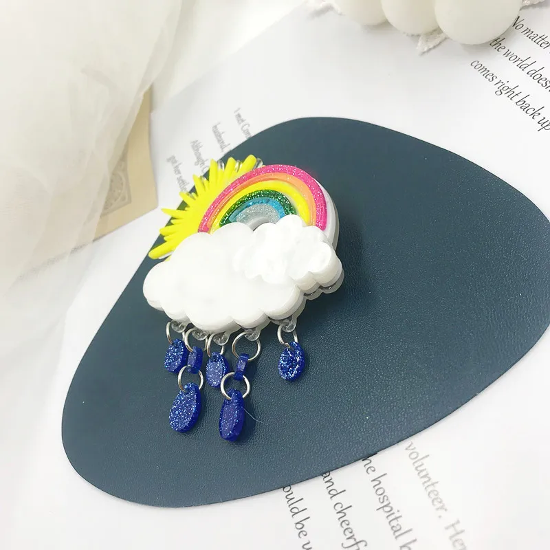 Женская акриловая брошь Wuli &amp baby радужная в форме дождя Подарочная |