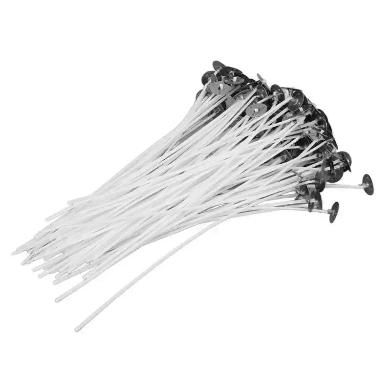 

Фитиль для хлопковой свечи, обычный Белый вощеный сердечник свечи, натуральный, устойчивый, бездымный, с основанием для изготовления ароматизированных свечей