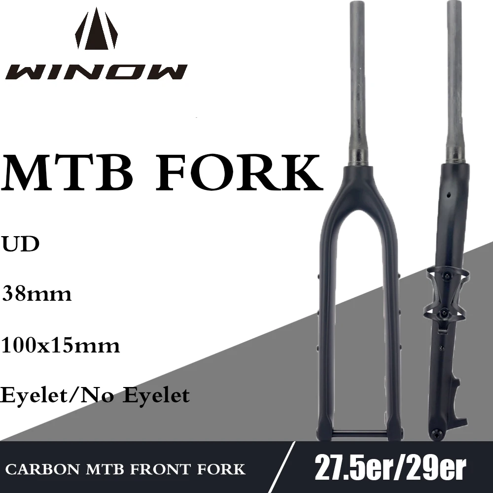 Winowsports, задняя вилка из углеродного волокна, 100x15 мм, 27,5er 29er, матовый глянцевый дисковый тормоз, передняя вилка UD, черная Велосипедная вилка