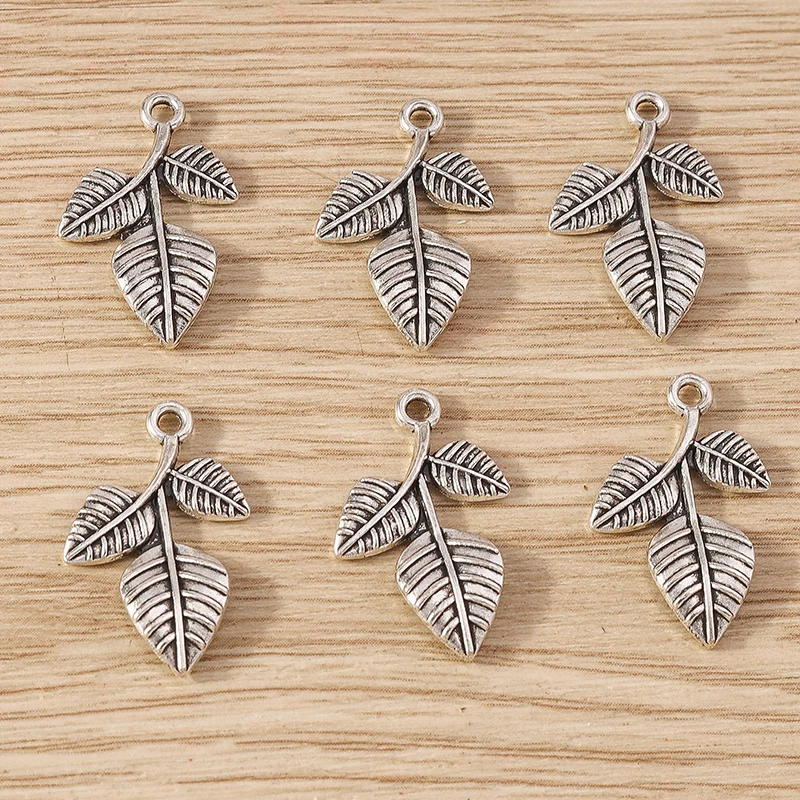 20 шт. 14x22 мм милые подвески в виде листьев дерева для изготовления серег ожерелья