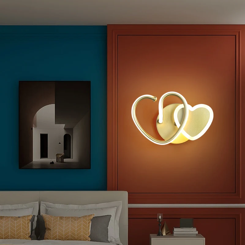 

Modern Creative Luster Heart LED Wall Lamp for Bedroom Living Study Children Room Kitchen Corridor Nursery Indoor Light Fixture