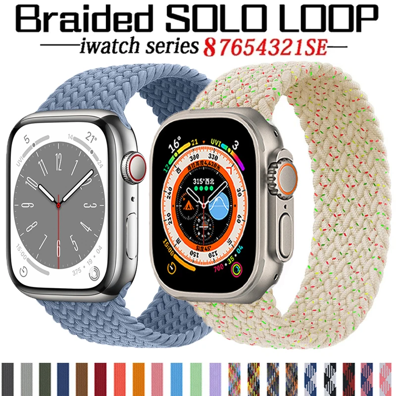 

Strap For Apple watch band 44mm 40mm 45mm 41mm 42mm 38mm Nylon Elastic braided solo loop Bracelet iWatch Series 3 4 5 se 6 7 8