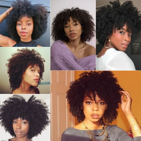 Короткие афро-кудрявые парики из человеческих волос Машинное производство 10-дюймовые кудрявые парики из натуральных волос Черный короткий афро-парик с завитками пикси