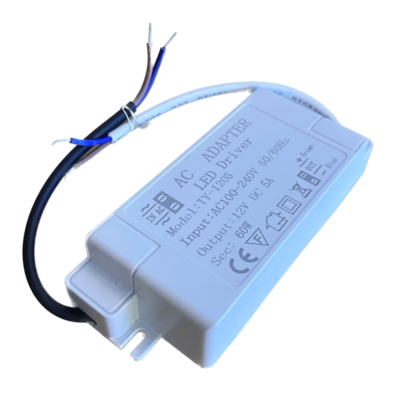 

LED Switch Mode Power Supply 12V 60W 5A White Adapter Driver 110V 220V AC to DC12V LED Strip Lighting Transformer SMPS Converter