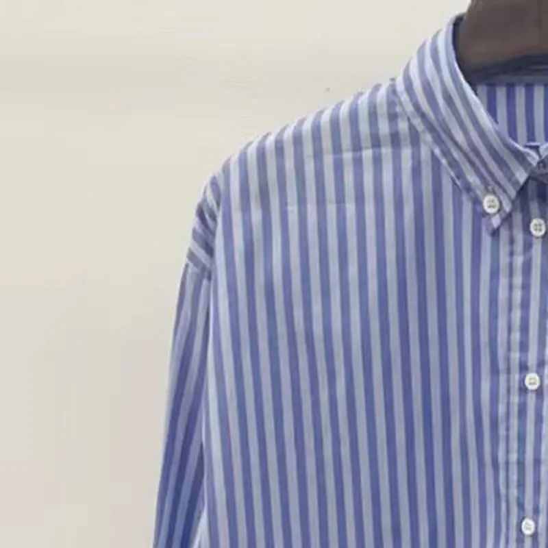 

2023 ранняя Осенняя новинка синий полосатый короткий топ с кулиской на талии