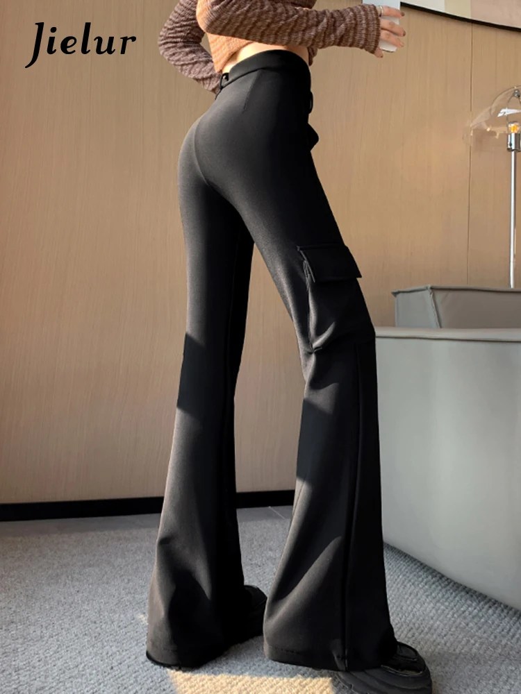 Jielur Женские брюки на молнии с разрезами пуговицах модные корейские повседневные