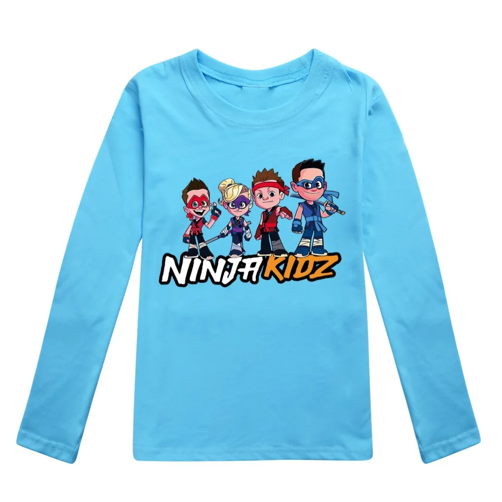 Фото Футболка с принтом Game NINJA KIDZ для маленьких мальчиков, мода 2024, осенние детские футболки с длинными рукавами, хлопковая детская одежда с героями мультфильмов, топы, футболки №5