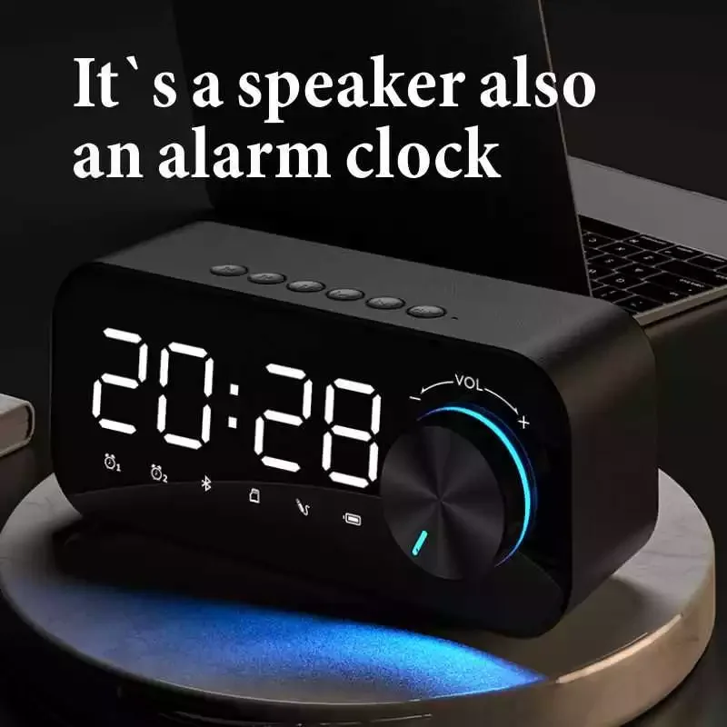 

Multifunction Mirror Dual Alarm Clock Bluetooth Speaker with LED Mirror Wireless Subwoofer Music Player Table Digital Clock