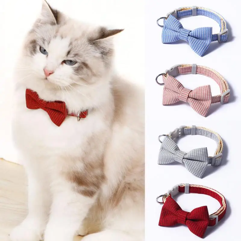 

Pet Collar Houndstooth Bow Cat Collar Dog Cat Collar Buckle Pet Supplies Multicolor Adjustable Pet Dressing Tool Pet Accessories