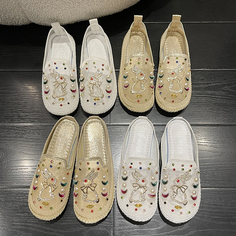 

2023 роскошные женские повседневные туфли со стразами и кружевом