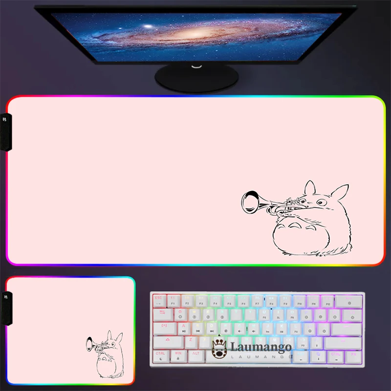 

Коврик Totoro с подсветкой, игровые аксессуары, RGB мышь с проводом, Настольный коврик с подсветкой, коврик для мыши в стиле аниме, большой геймер...