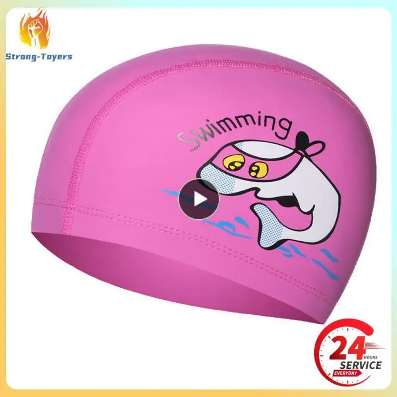 

Durable Ear Protector Swimming Hat On Sale Cartoon Pu Coated Children Swimming Cap Diving Hat Kids Soft Bathing Caps Cute