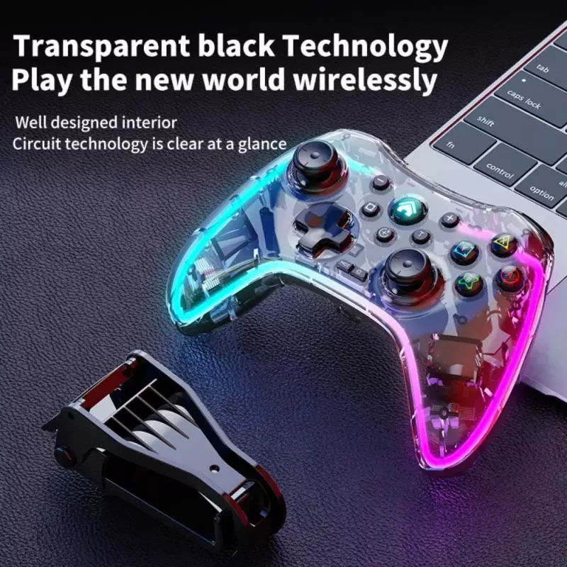 Фото Для, PS3/PS4, Android, IOS MFi/ Arcade, Прозрачный Bluetooth геймпад, портативный контроллер №5