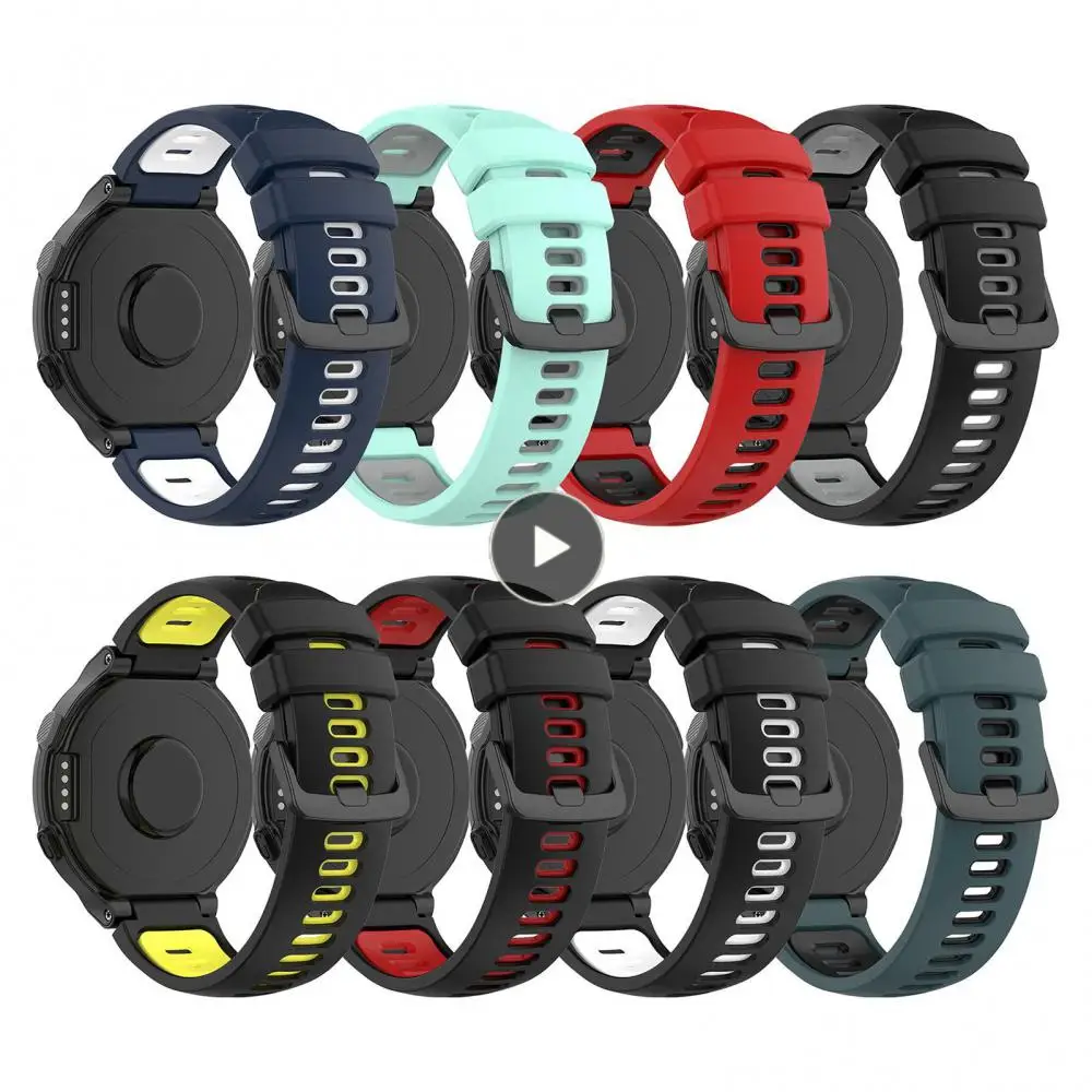 

Thickened Watchband Smart Accessories Two-color Watch Strap Sweatproof Silicone Wristband For Garmin Forerunner Waterproof