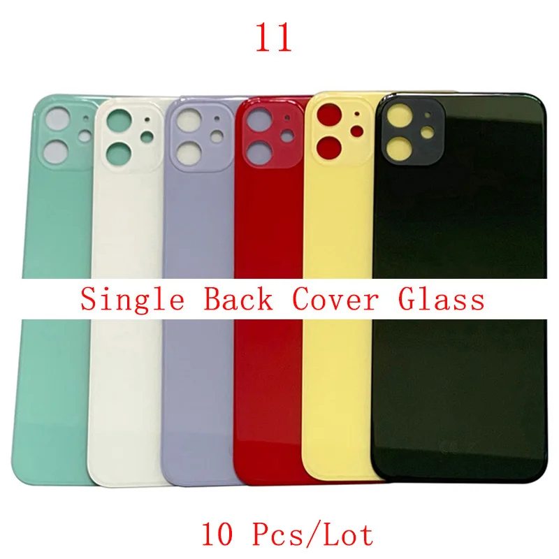 10Pcs/Lot Battery Cover Big Hole Camera Hole Rear Door Housing For iPhon 11 Glass Back Cover with Logo Repair Parts