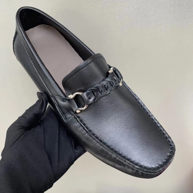 

Crafted Black Leather Classic Driving Braided Decoration Unparalleled comfort Luxury Men's Casual Shoes