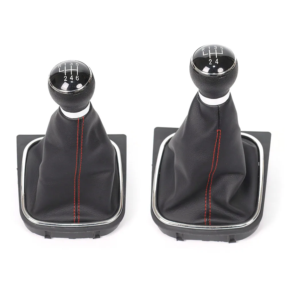 

5 / 6 Speed Gear Shift Knob Lever and Boot Gaiter Black Leather Set for VW Golf 5 6 Jetta V VI Scirocco