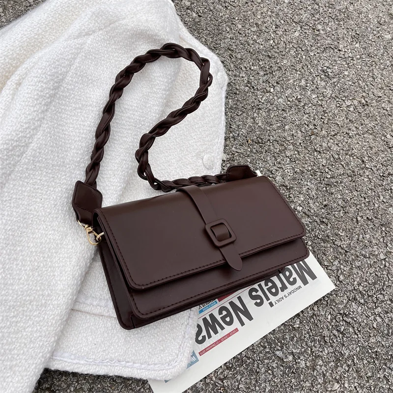 

Vintage Solid Color Saddle Crossbody Bag High Quality PU Leather Women's Designer Handbags Small Shoulder Messenger Bag Purses