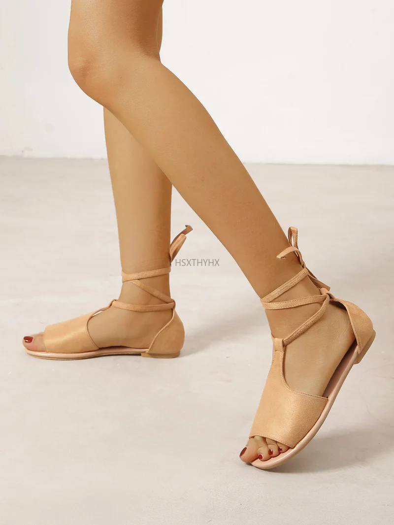 

2022 New Roman Sandals Flat Heel Ankle Strap New Summer European and American Sandals Women Sandals Shoes Sandals Women