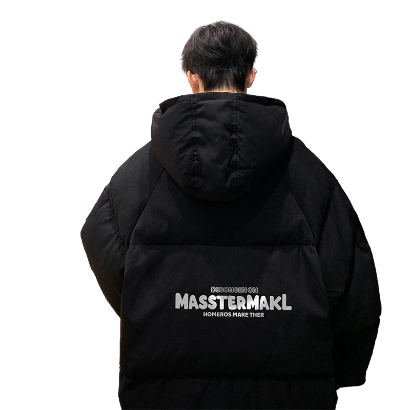 Winter Bread Jacket Fashion for Men Warm Male Parkas Big Size Letter Print 5XL Men's Cotton Coat Oversize Clothing 2024