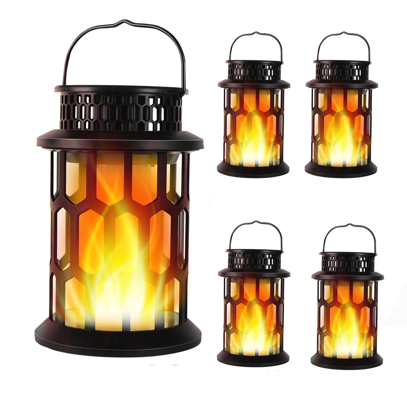 Фонари на солнечной батарее с мерцающим пламенем уличные фонари