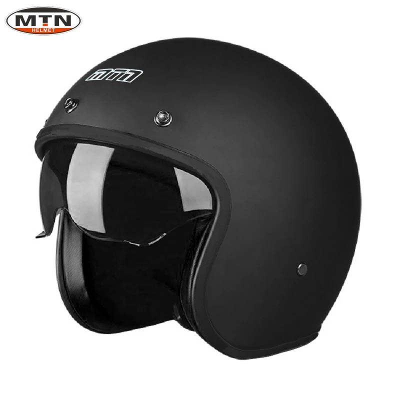 

Motorcycle Helmet Open Face Retro Vintage Scooter Casco Pilot Men Cafe Racer Motorbike Capacete De Moto Factory Directly Sell