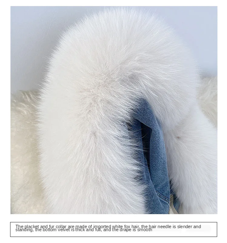 Down Parka Women Winter Jacket with Real Fur Embroidery Denim New Fashion Genuine Rabbit Fur Coat Women Plus Size Fox Fur Jacket